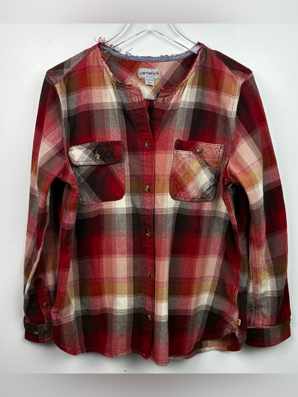 Carhartt Red Plaid Frayed Collar Flannel